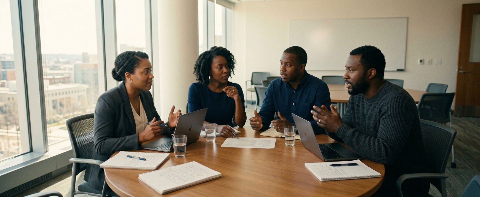 Chrétiens haïtiens et africains en formation apologétique — discussion académique autour d'une table, programme Raisonnons